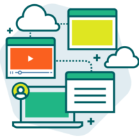 Illustration d'un processus d'apprentissage représentant des contenus liés entre eux en étapes