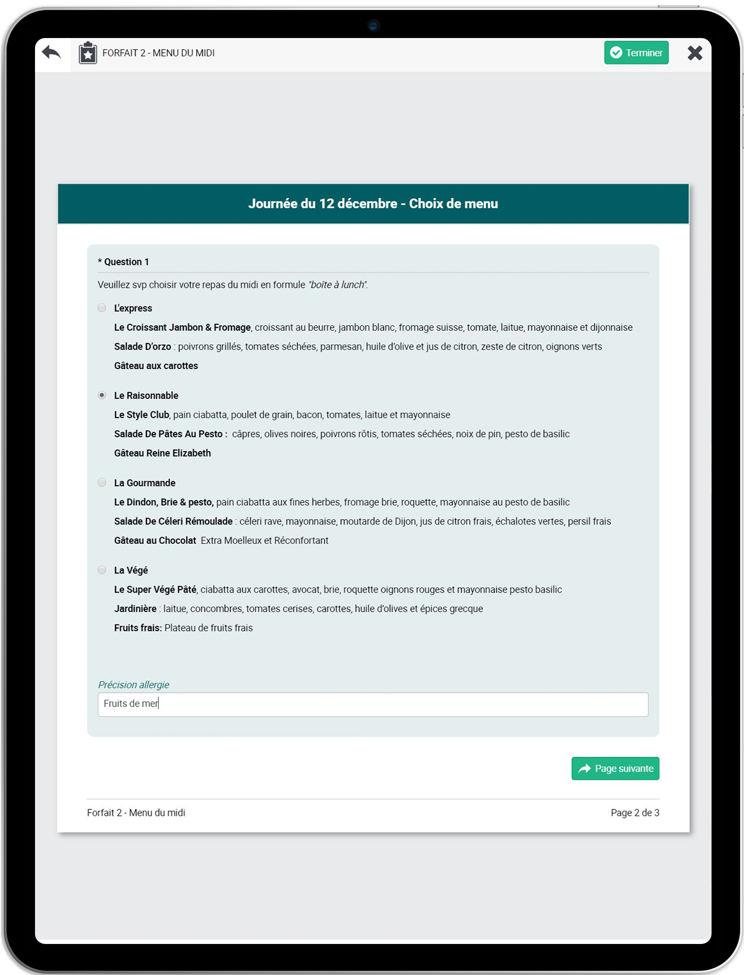 Image d'un iPad montrant un sondage utilisateur sur Lära LMS