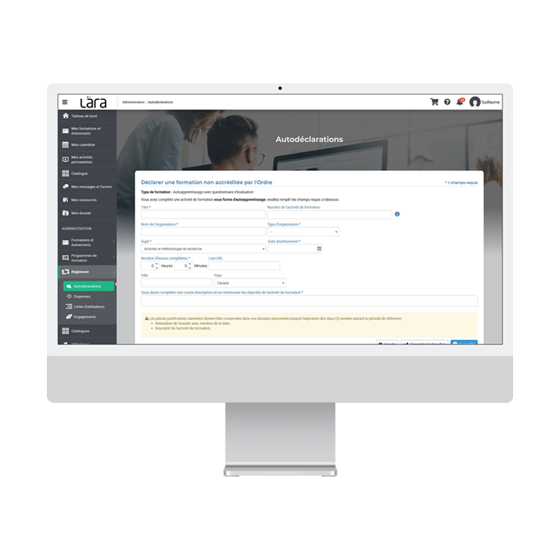 Nouvelle autodéclaration