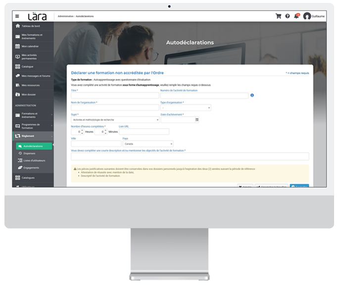 Nouvelle autodéclaration